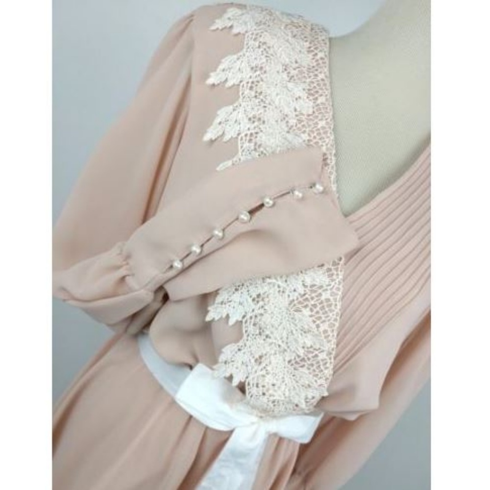 Vintage Ursula of Switzerland Sheer Pink Dress M - Picture 4 of 8